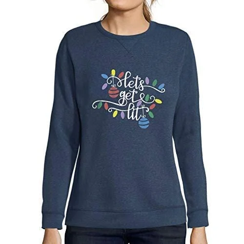 Basic Version Ultrabasic - Femme Graphique Lets Get Lit Sweatshirt Action de Grâces Xmas Cadeau Idées Tee Denim Basic Version Ultrabasic - Femme Graphique Lets Get Lit Sweatshirt Action de Grâces Xmas Cadeau Idées Tee Denim