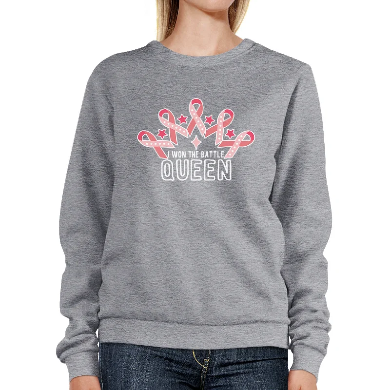 Spiritual Vitality Won The Battle Queen Breast Cancer Awareness Grey SweatShirt