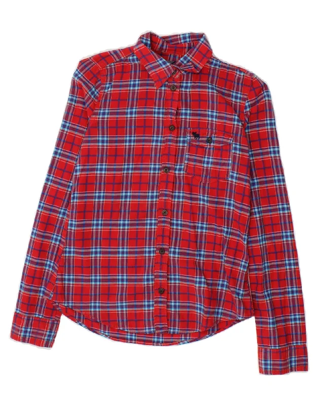 Lazy Style ABERCROMBIE & FITCH Girls Shirt 8-9 Years Large Red Check Cotton
