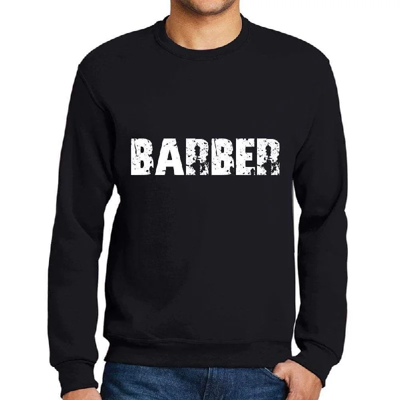 Sports Design Men's Printed Graphic Sweatshirt Popular Words BARBER Deep Black