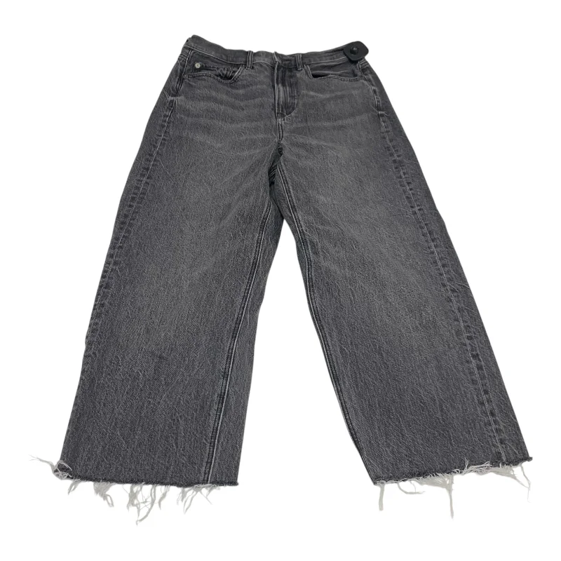 Relaxed Fashion Jeans Cropped By American Eagle In Black Denim, Size: 4