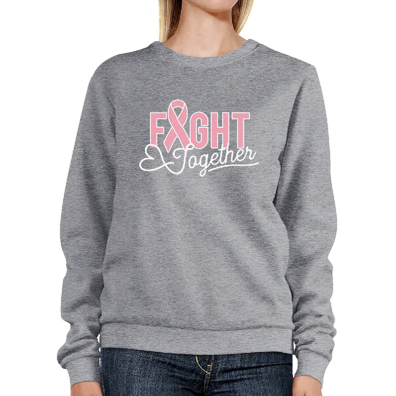 Personalized Clothing Fight Together Breast Cancer Awareness Grey SweatShirt