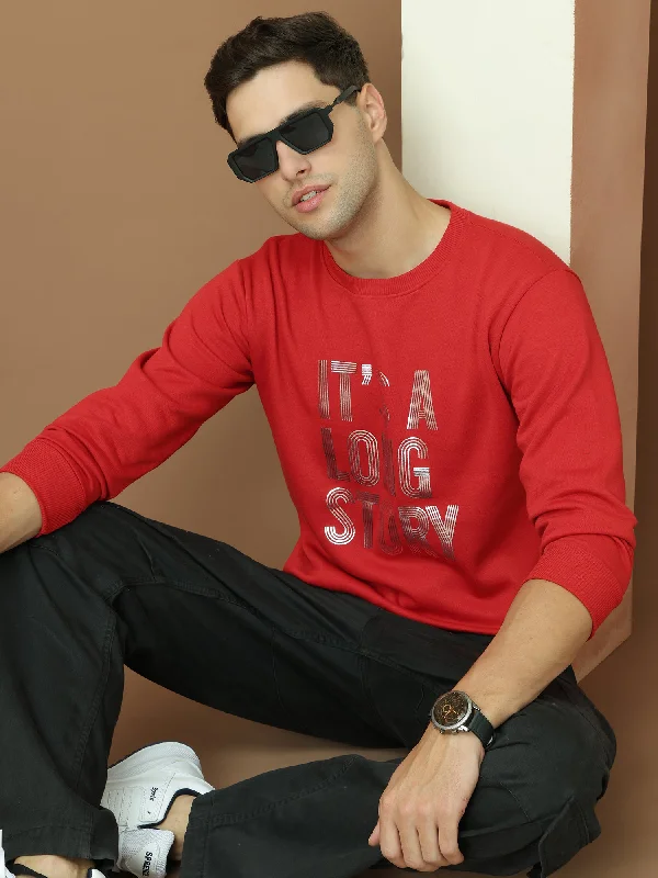 Exquisite Craftsmanship VimaL Jonney Regular Fit Maroon Printed Sweatshirt For Men