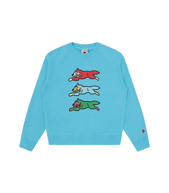 Timeless Outfits TRIPLE RUNNING DOG CREWNECK - BLUE