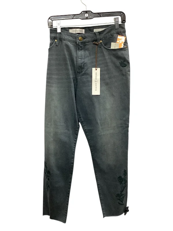 European And American Style Jeans Skinny By Vintage America In Green Denim, Size: 14