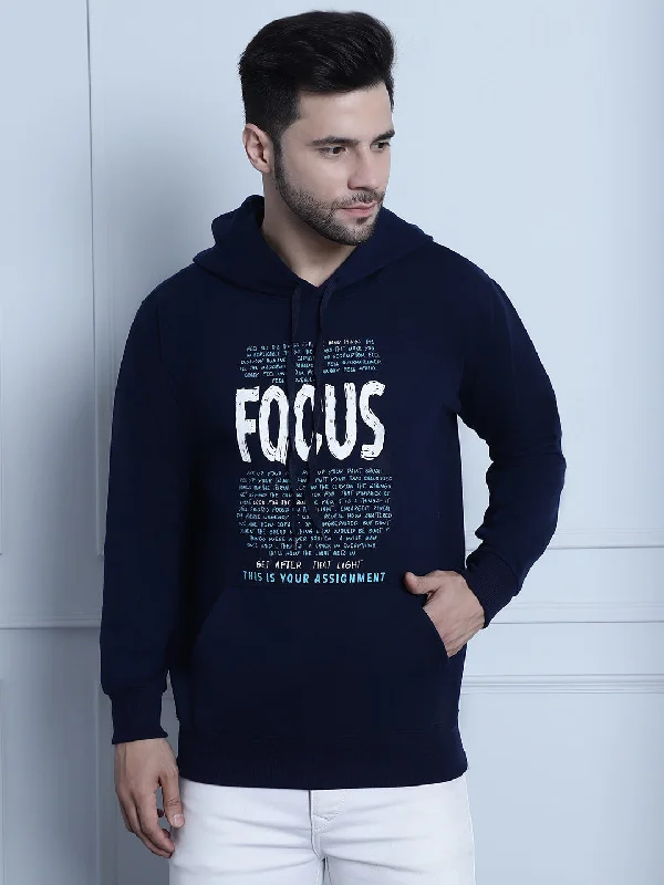 Comfortable Series Vimal Jonney Navy Blue Printed Hooded Cotton Fleece Sweatshirt for Men Comfortable Series Vimal Jonney Navy Blue Printed Hooded Cotton Fleece Sweatshirt for Men