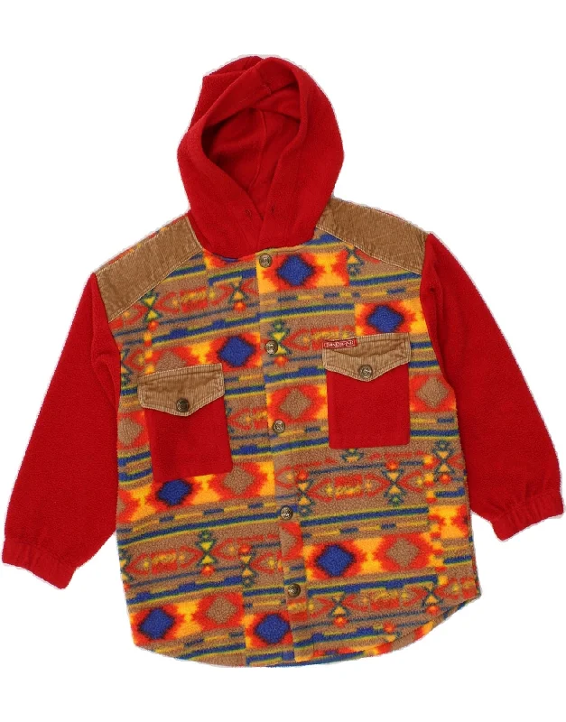High-end Design THINK PINK Boys Abstract Pattern Hooded Fleece Jacket 7-8 Years Red