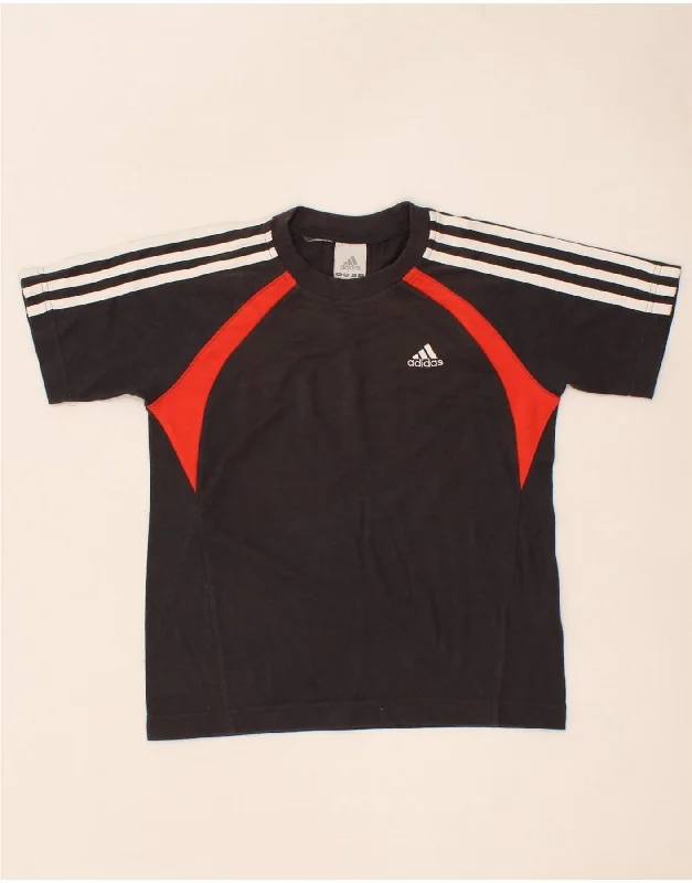 New Products ADIDAS Boys T-Shirt Top 9-10 Years  Grey Colourblock Cotton