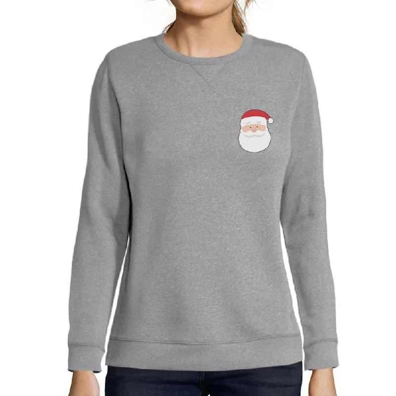 Cozy Vibes ULTRABASIC - Women's Printed Graphic Little Santa Cool Christmas Sweatshirt Gift Tee Grey Marl Cozy Vibes ULTRABASIC - Women's Printed Graphic Little Santa Cool Christmas Sweatshirt Gift Tee Grey Marl