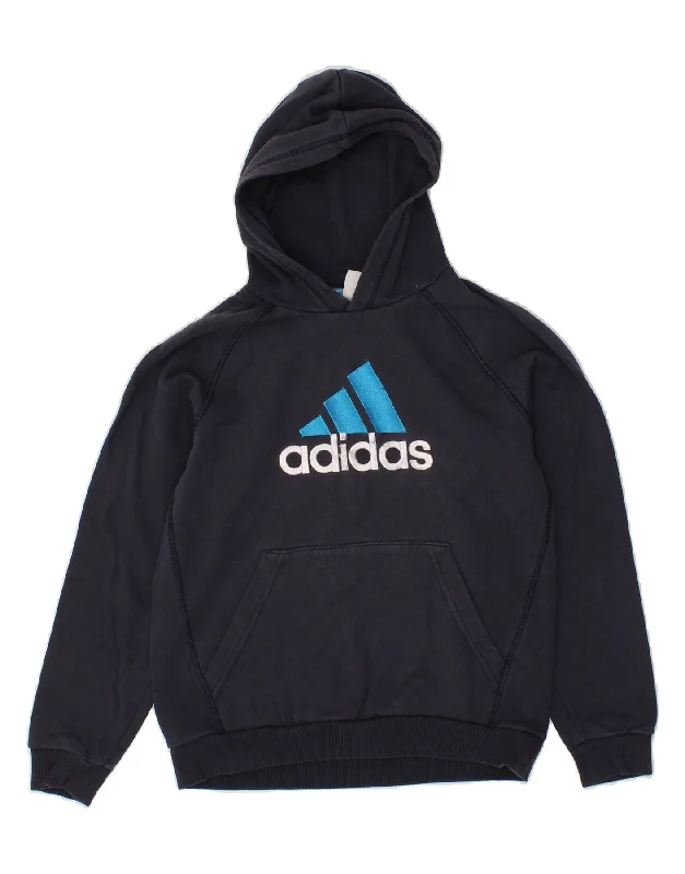 Lace Design ADIDAS Boys Graphic Hoodie Jumper 11-12 Years Navy Blue