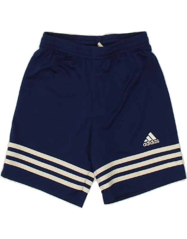 Youthful ADIDAS Boys Climalite Sport Shorts 9-10 Years Medium Navy Blue Polyester
