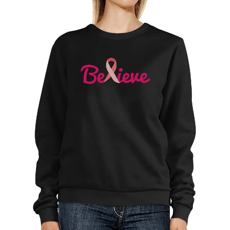 High-end Sense Believe Breast Cancer Awareness Black SweatShirt