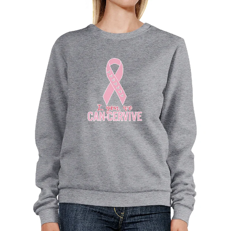 Cool Summer I You We Can-Cervive Breast Cancer Grey SweatShirt