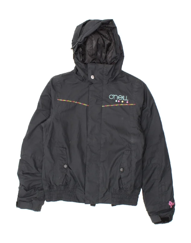 Versatile Casuals O'NEILL Girls Hooded Windbreaker Jacket 11-12 Years Black Polyester
