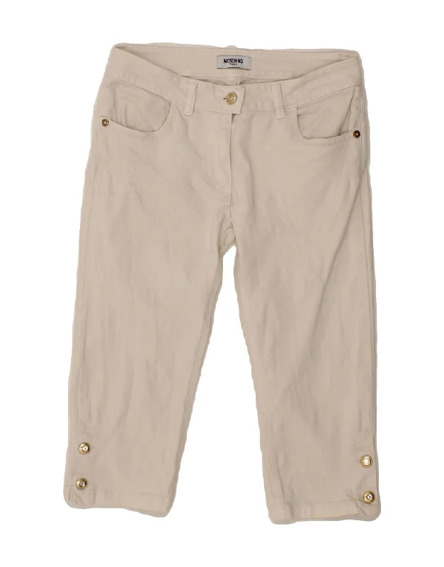 Soft Fabric Looks MOSCHINO Girls Capri Trousers 10-11 Years W28 L17 White Cotton
