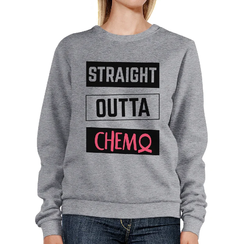 High-end Design Straight Outta Chemo Breast Cancer Grey SweatShirt