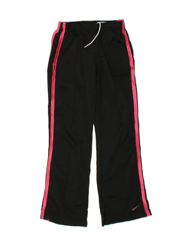 Casual Style NIKE Girls Tracksuit Trousers 10-11 Years Medium Black Polyester