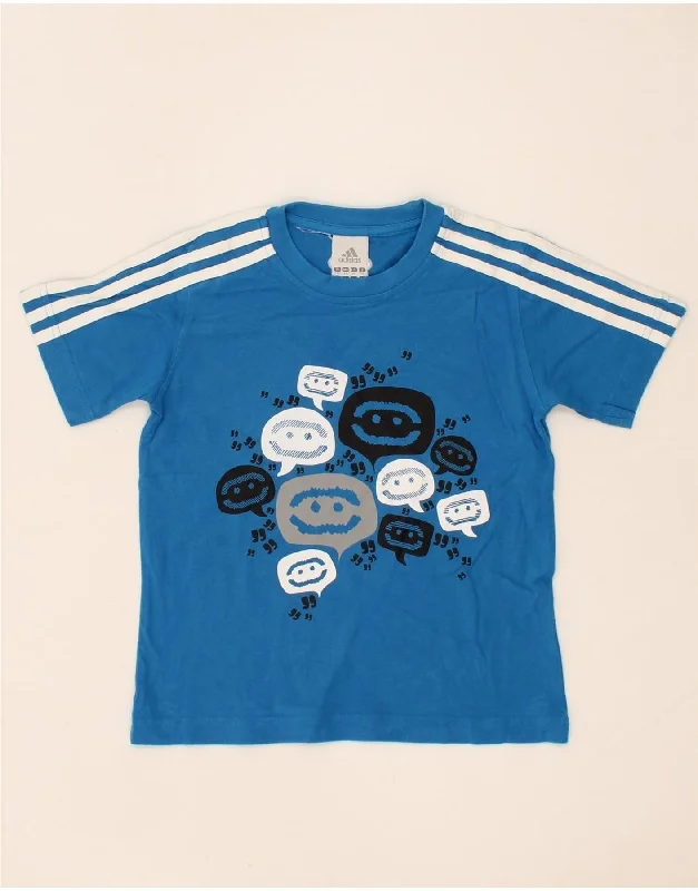 Comfortable Mind ADIDAS Boys Graphic T-Shirt Top 7-8 Years  Blue Cotton