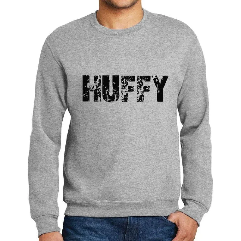 Fashion Elements Men's Printed Graphic Sweatshirt Popular Words HUFFY Grey Marl