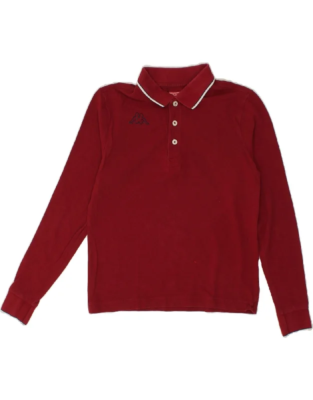Effortless Comfort KAPPA Boys Long Sleeve Polo Shirt 10-11 Years Small Red Cotton