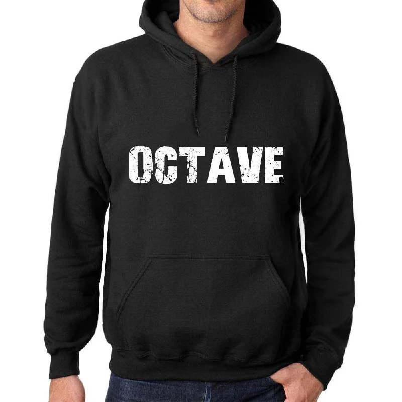 Fresh Wear Men's Women's Unisex Printed Graphic Cotton Hoodie Soft Heavyweight Hooded Sweatshirt Pullover Popular Words OCTAVE Deep Black