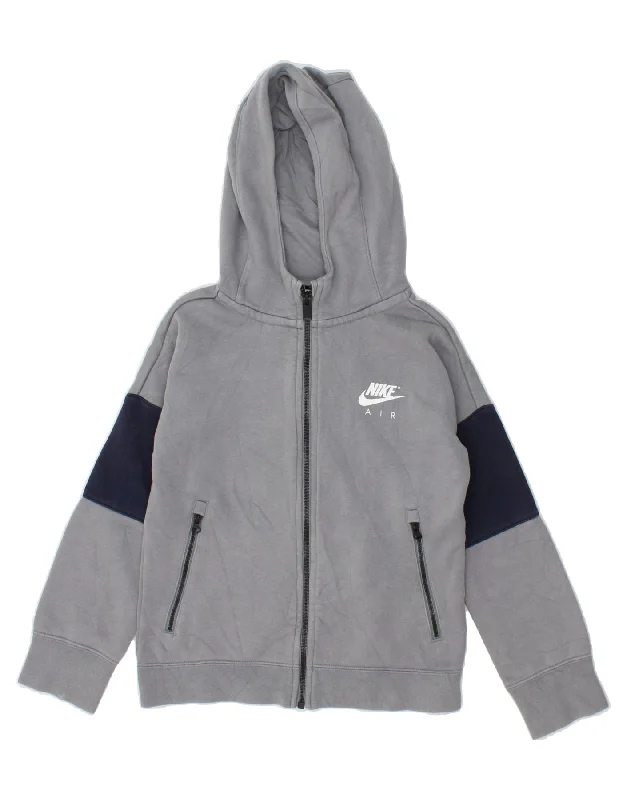 Comfortable Jackets NIKE Boys Zip Hoodie Sweater 8-9 Years Small  Grey Colourblock Cotton