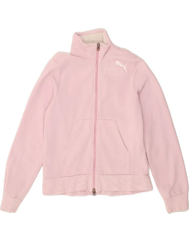 Street Charm PUMA Girls Graphic Tracksuit Top Jacket 13-14 Years XL Pink Cotton