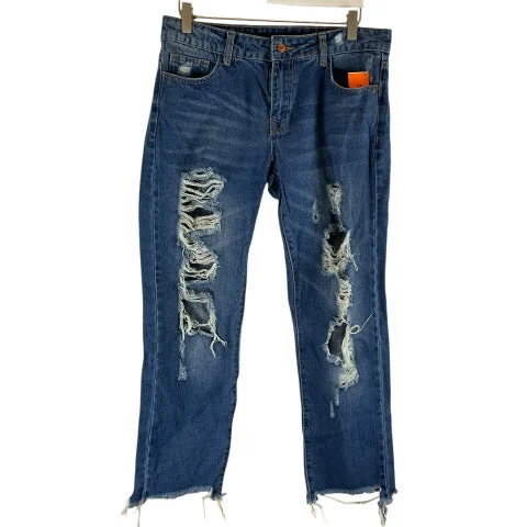 Exquisite Fabrics Jeans Cropped By Forever 21 In Blue Denim, Size: M