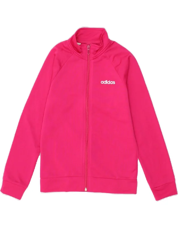 Cozy Shirts ADIDAS Girls Tracksuit Top Jacket 9-10 Years Pink Polyester
