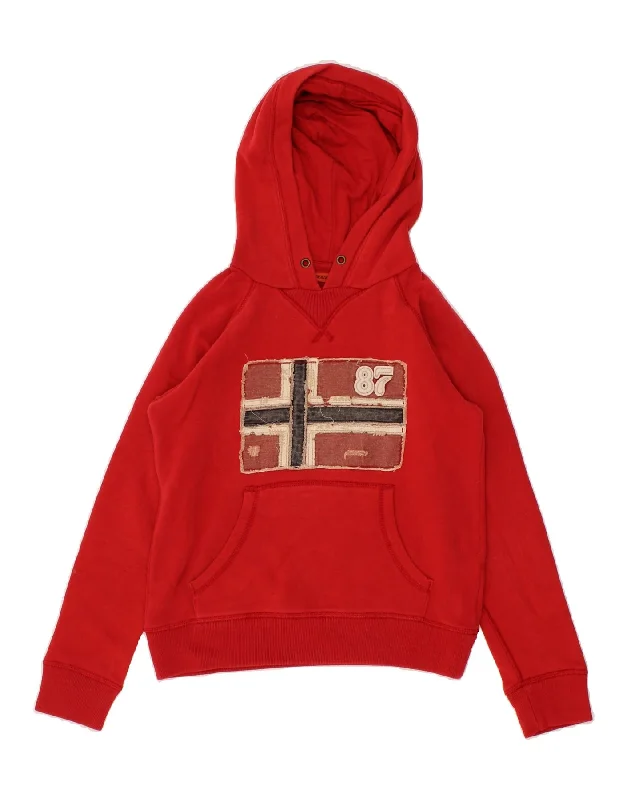 Relaxed Style NAPAPIJRI Boys Graphic Hoodie Jumper 9-10 Years Red Cotton