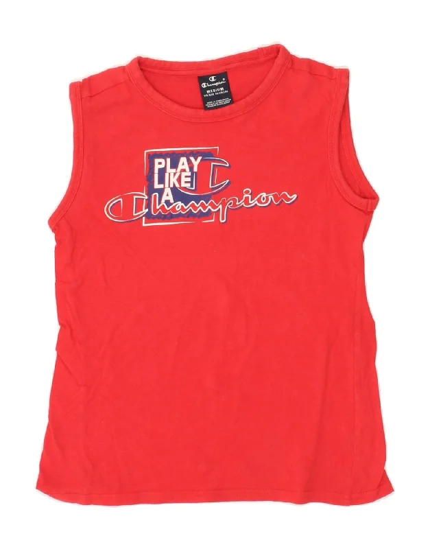 Youthful Vitality CHAMPION Boys Graphic Vest Top 9-10 Years Medium  Red Cotton