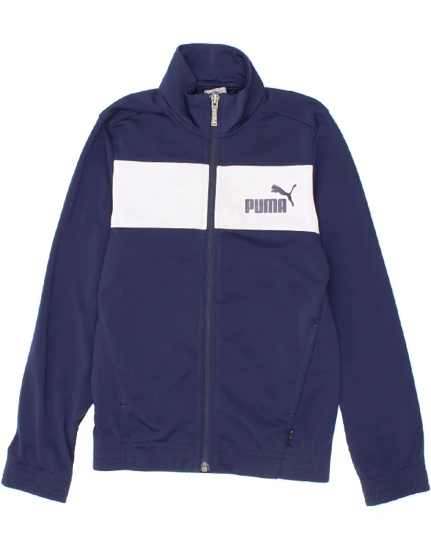 Smart Casuals PUMA Boys Graphic Tracksuit Top Jacket 7-8 Years Small  Navy Blue