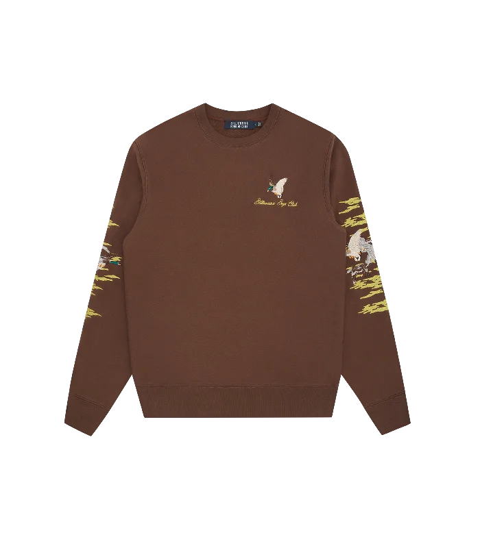 Breezy Comfort DUCK EMBROIDERED CREWNECK - BROWN