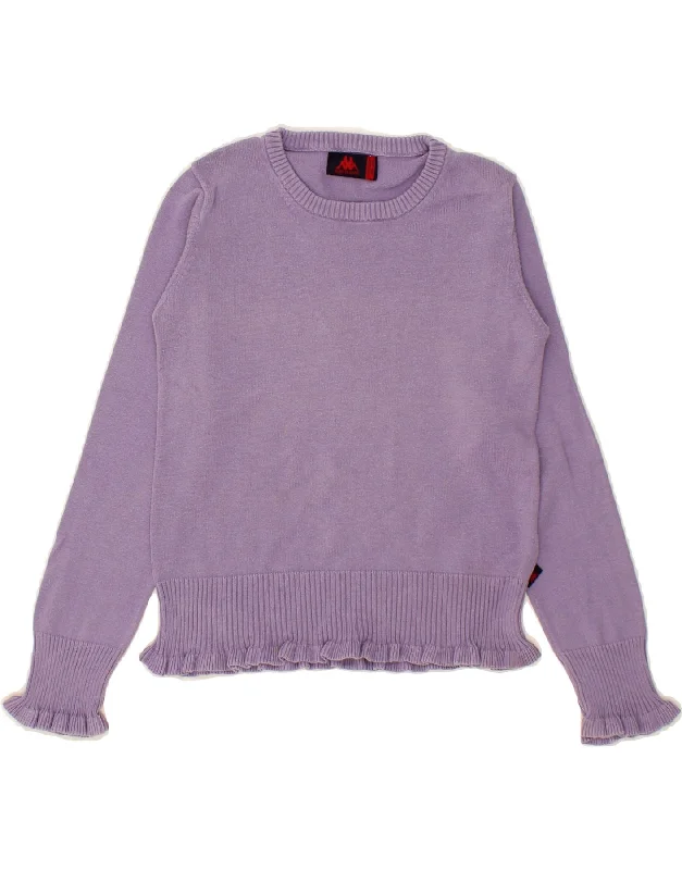 Classic Series KAPPA Girls Boat Neck Jumper Sweater 7-8 Years Medium Purple Cotton
