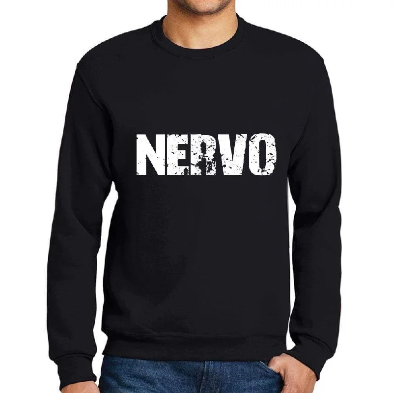 High Street Series Men's Printed Graphic Sweatshirt Popular Words NERVO Deep Black