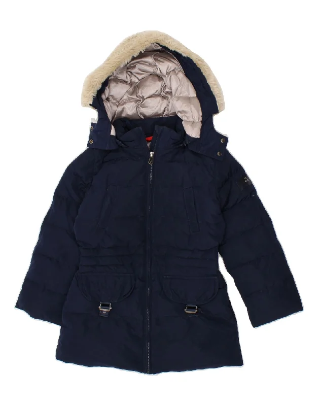 Innovative Design PEUTEREY Girls Hooded Padded Jacket 4-5 Years Navy Blue Polyester