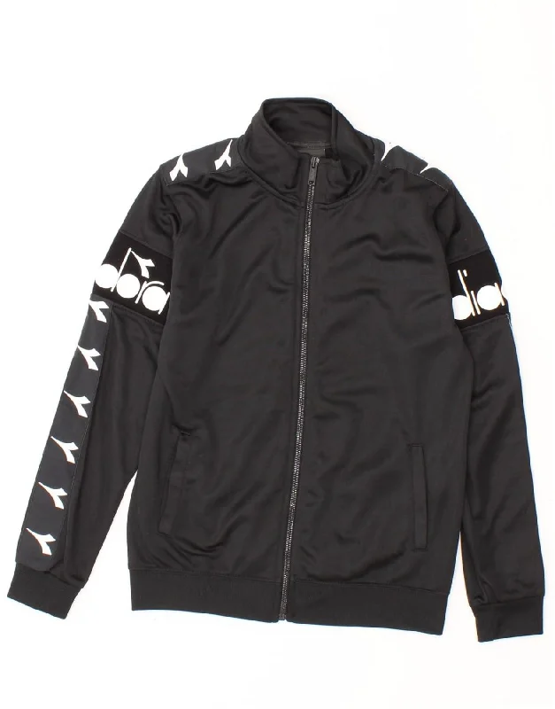 Sporty Comfort DIADORA Boys Graphic Tracksuit Top Jacket 11-12 Years Black Polyester