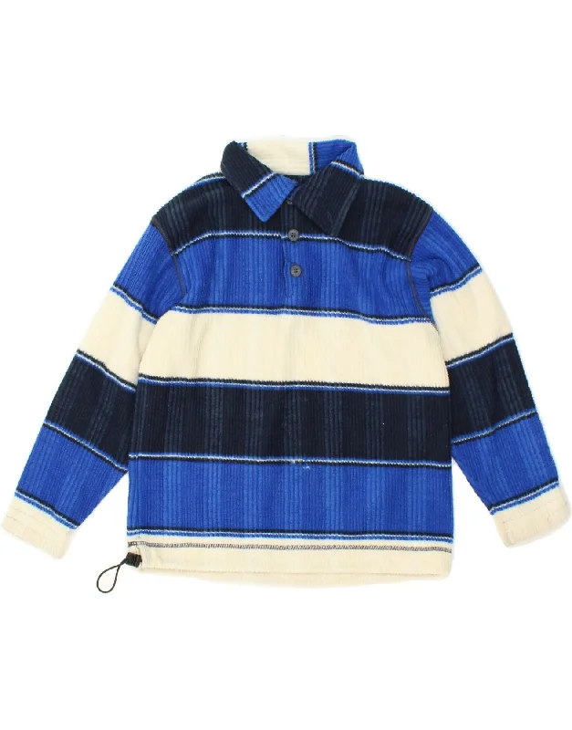 Multifunctional Style INVICTA Boys Button Neck Fleece Jumper 7-8 Years Navy Blue Colourblock