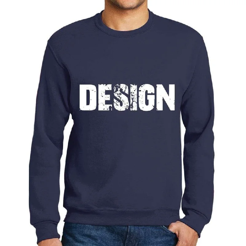 Light Layers Men's Printed Graphic Sweatshirt Popular Words DESIGN French Navy