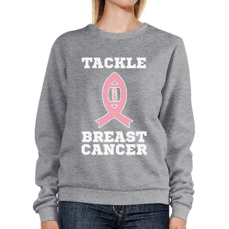Bright Colors Tackle Breast Cancer Football Grey SweatShirt