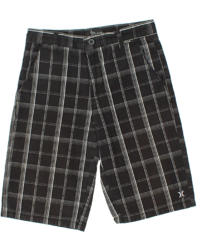 Street Cool HURLEY Boys Chino Shorts 13-14 Years W28  Black Check Cotton