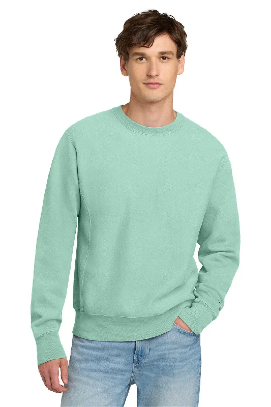 Comfortable Chic Champion Mens Reverse Weave Garment Dyed Crewneck Sweatshirt - Pale Seafoam Green - NEW Comfortable Chic Champion Mens Reverse Weave Garment Dyed Crewneck Sweatshirt - Pale Seafoam Green - NEW