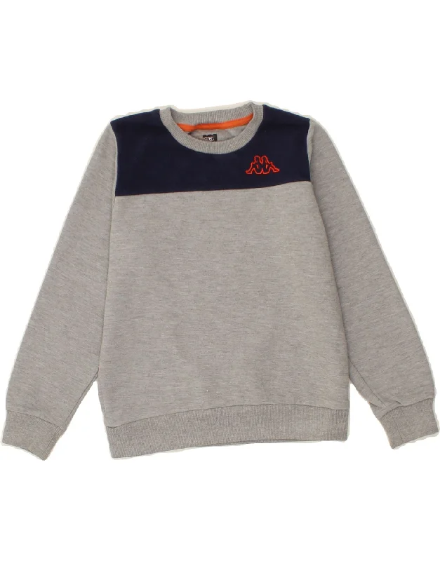 Fresh And Simple KAPPA Boys Graphic Sweatshirt Jumper 7-8 Years Grey Colourblock Polyester