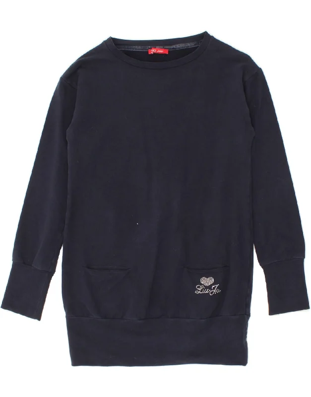 Party Wear LIU JO Girls Long Sleeve Jumper Dress 8-9 Years Navy Blue