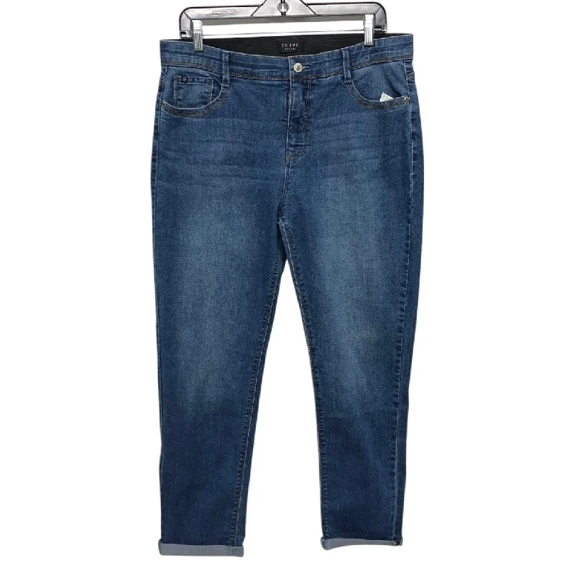 Elegant Design Jeans Straight By Curve Appeal In Blue Denim, Size:12