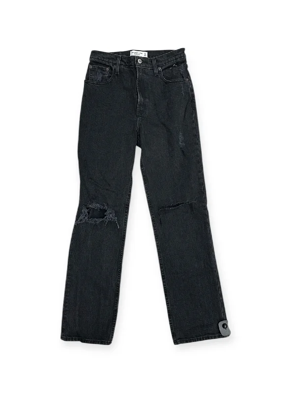 Playful Style Jeans Straight By Abercrombie And Fitch In Black Denim, Size: 2
