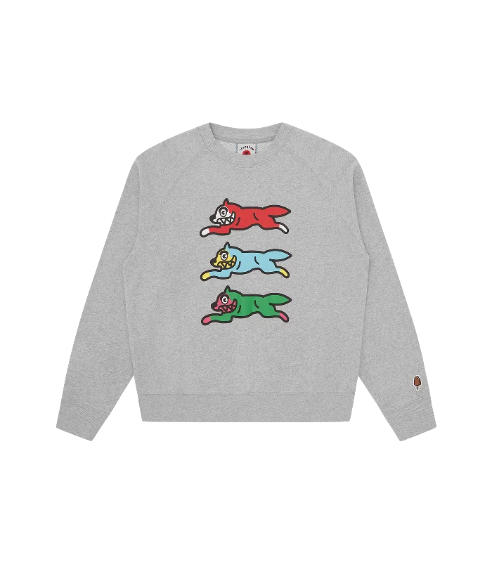 Innovative Design TRIPLE RUNNING DOG CREWNECK - HEATHER GREY