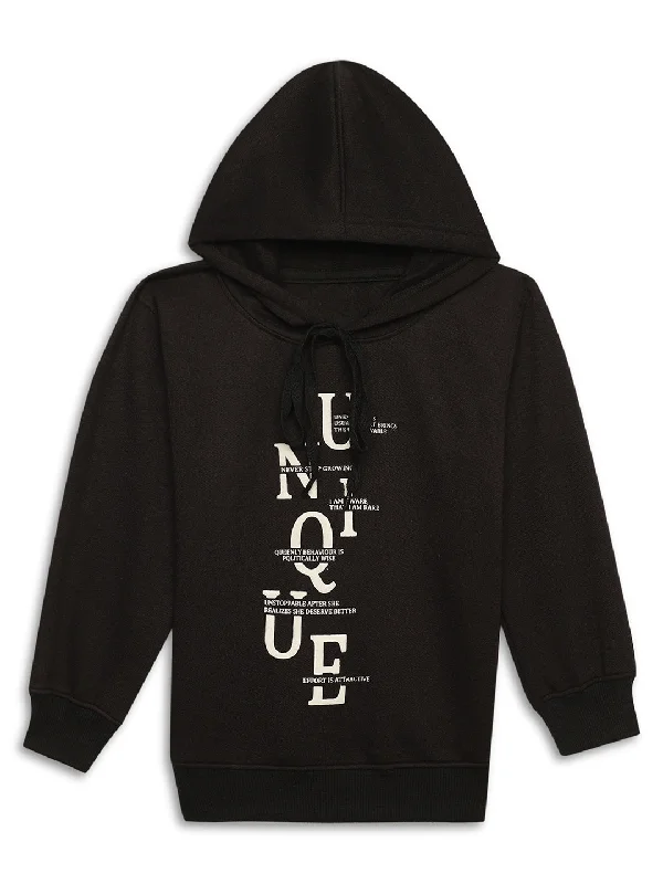 Retro Fashion Vimal Jonney Black Printed Hooded Cotton Fleece Sweatshirt for Kids