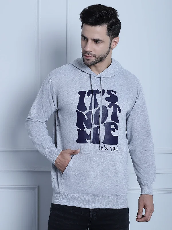 Easy Wear Chic Vimal Jonney Grey Melange Printed Hooded Cotton Fleece Sweatshirt for Men Easy Wear Chic Vimal Jonney Grey Melange Printed Hooded Cotton Fleece Sweatshirt for Men