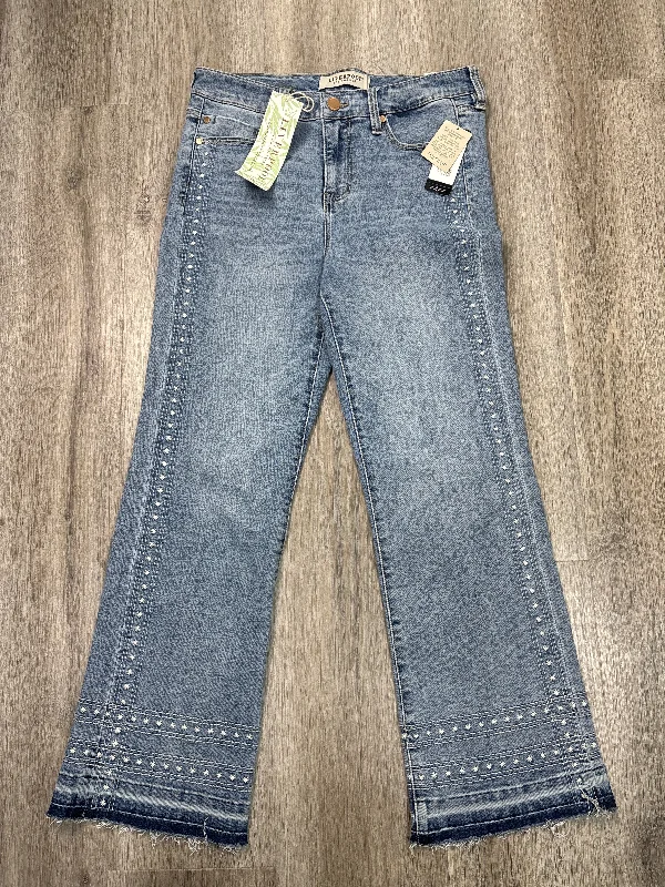 Fashionable Prints Jeans Flared By Liverpool In Blue Denim, Size: 6
